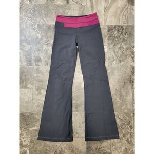 Lululemon Groove Pant Flare Yoga Charcoal Grey Berry Pink‎ Lace Detail 4 Tall